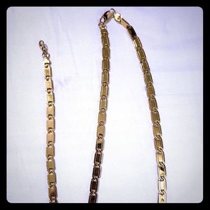 SET OF 18K GOLDFIELDS NECKLACE & BRACELET